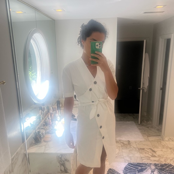 Nanushka white summer wrap dress with buttons - Picture 2 of 3